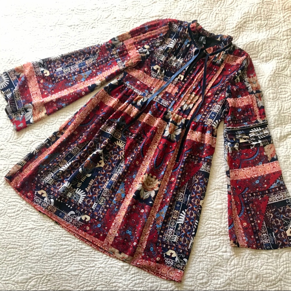 Boho Bell Sleeve Tunic Dress